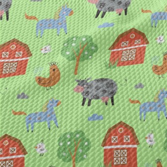 Cute Animal Farm Birdseye Piqué
