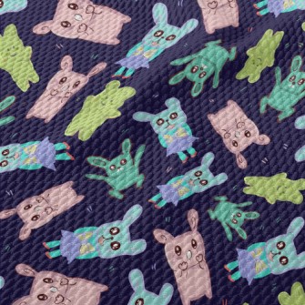 Children's Painted Rabbit Birdseye Piqué