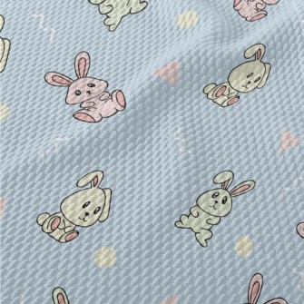 Colorful Cartoon Rabbit Birdseye Piqué