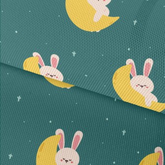 Cute Rabbit Sleeping On The Mo Waterproof Oxford