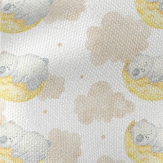 Watercolor Moon Sleeping Bear Waterproof Canvas