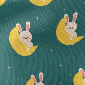Cute Rabbit Sleeping On The Mo Waterproof Canvas