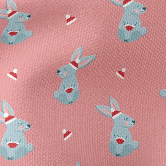 Christmas Red Hat Gray Rabbit Waterproof Canvas