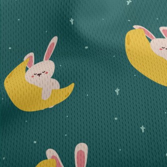 Cute Rabbit Sleeping On The Mo Athletic Mesh Flat Back