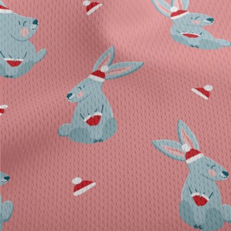 Christmas Red Hat Gray Rabbit Athletic Mesh Flat Back