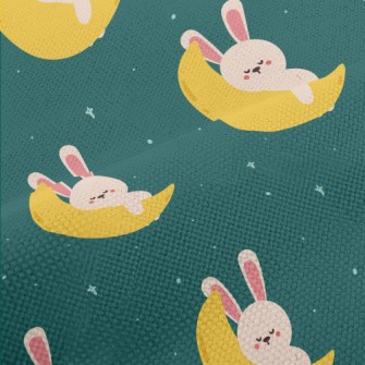 Cute Rabbit Sleeping On The Mo Performance Linen