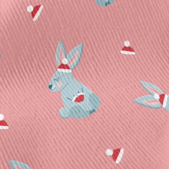 Christmas Red Hat Gray Rabbit Standard Corduroy