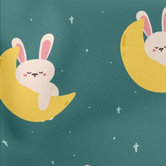 Cute Rabbit Sleeping On The Mo Stretch Ponte