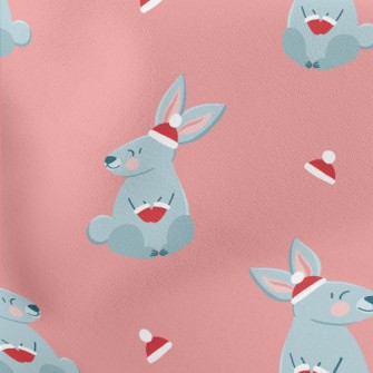 Christmas Red Hat Gray Rabbit Stretch Ponte