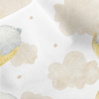 Watercolor Moon Sleeping Bear Micro Fleece