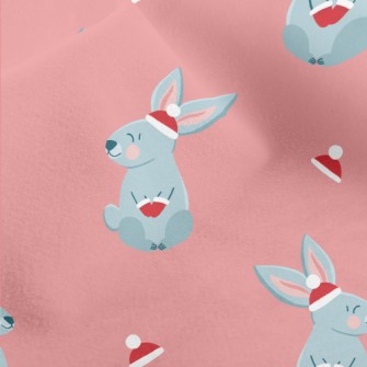 Christmas Red Hat Gray Rabbit Micro Fleece