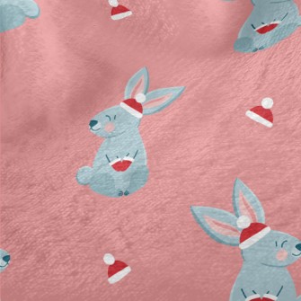 Christmas Red Hat Gray Rabbit Minky