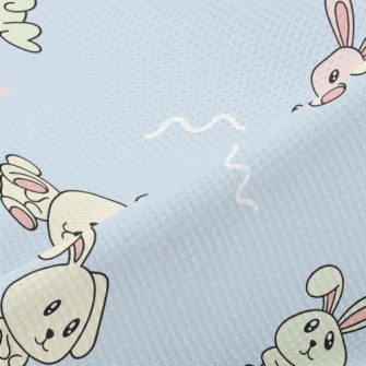 Colorful Cartoon Rabbit Piqué
