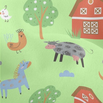 Cute Animal Farm Lightweight Performance Linen