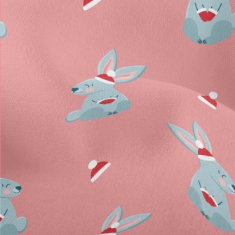 Christmas Red Hat Gray Rabbit Lightweight Performance Linen