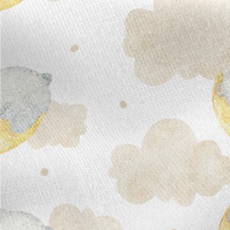 Watercolor Moon Sleeping Bear Jersey Backed Fleece