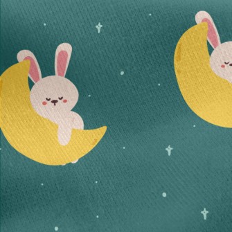 Cute Rabbit Sleeping On The Mo Jersey Backed Fleece