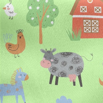 Cute Animal Farm Jersey Backed Fleece