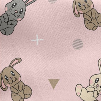 Pink Blush Bunny Jersey Backed Fleece