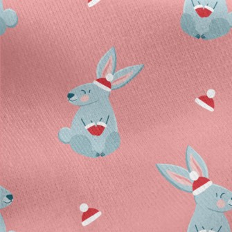 Christmas Red Hat Gray Rabbit Jersey Backed Fleece