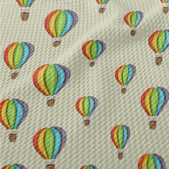 Colorful Hot Air Balloon Birdseye Piqué
