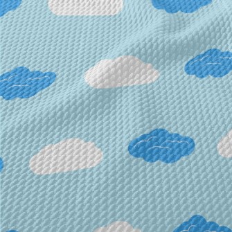 Blue And White Clouds Birdseye Piqué