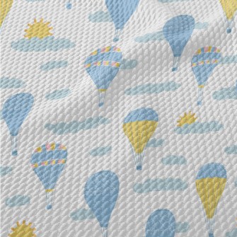 Elegant Blue Hot Air Balloon Birdseye Piqué