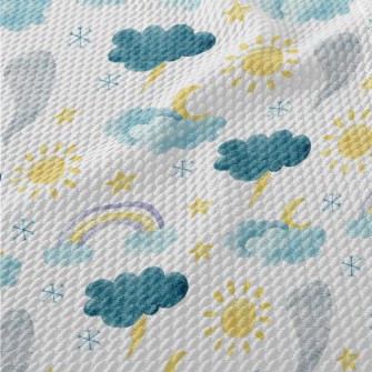 Watercolor Climate Symbols Birdseye Piqué