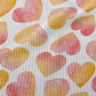 Warm Watercolor Love Heart Birdseye Piqué