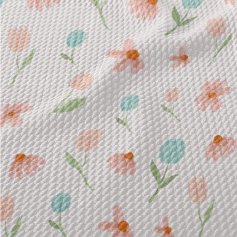 Watercolor Spring Flowers Birdseye Piqué