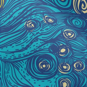 Hand Drawn Blue Swirls Chiffon