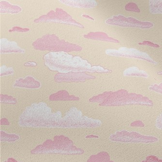 Pink Hand Drawn Clouds Chiffon