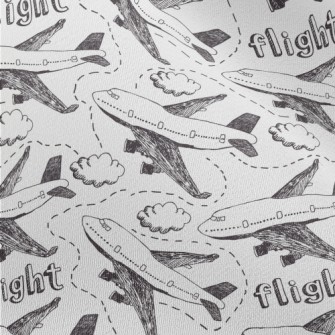 Hand Drawn Airplane Doodle Chiffon