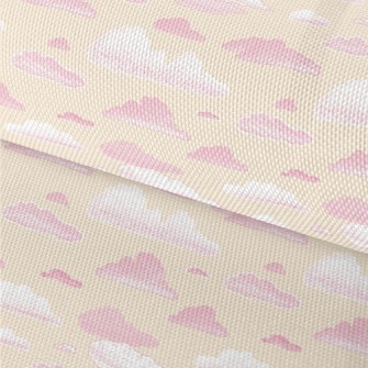 Pink Hand Drawn Clouds Waterproof Oxford