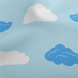 Blue And White Clouds Athletic Mesh Flat Back