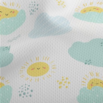 Happy Sun And Clouds Athletic Mesh Flat Back