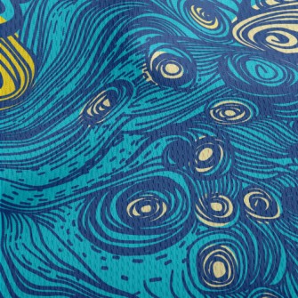 Hand Drawn Blue Swirls Athletic Mesh Flat Back