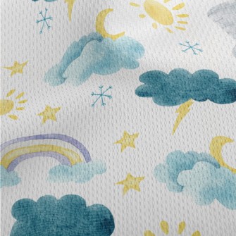 Watercolor Climate Symbols Athletic Mesh Flat Back