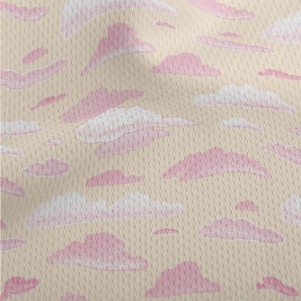 Pink Hand Drawn Clouds Athletic Mesh Flat Back