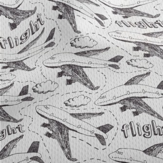 Hand Drawn Airplane Doodle Athletic Mesh Flat Back