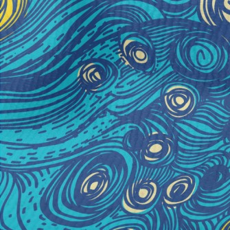 Hand Drawn Blue Swirls Terry