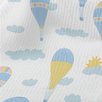 Elegant Blue Hot Air Balloon Terry