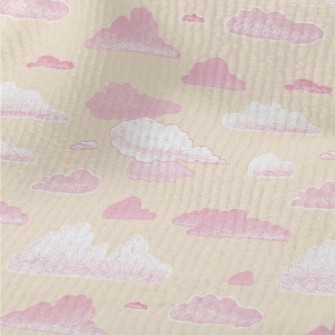 Pink Hand Drawn Clouds Terry