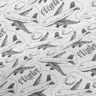 Hand Drawn Airplane Doodle Performance Linen