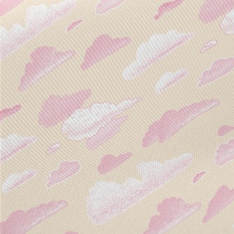 Pink Hand Drawn Clouds Twill