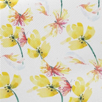 Watercolor Butterflies And Flo Twill