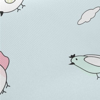 Colorful Cartoon Birds Twill