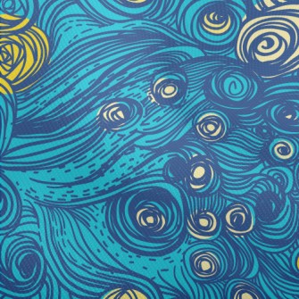 Hand Drawn Blue Swirls Dobby