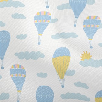 Elegant Blue Hot Air Balloon Dobby