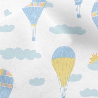 Elegant Blue Hot Air Balloon Micro Fleece